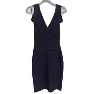 Hervé Léger Black Vintage Classic Midi Dress
